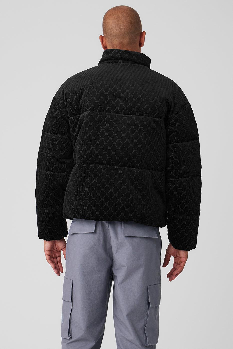 Debossed Corduroy Stage Puffer - Black Male Product Image