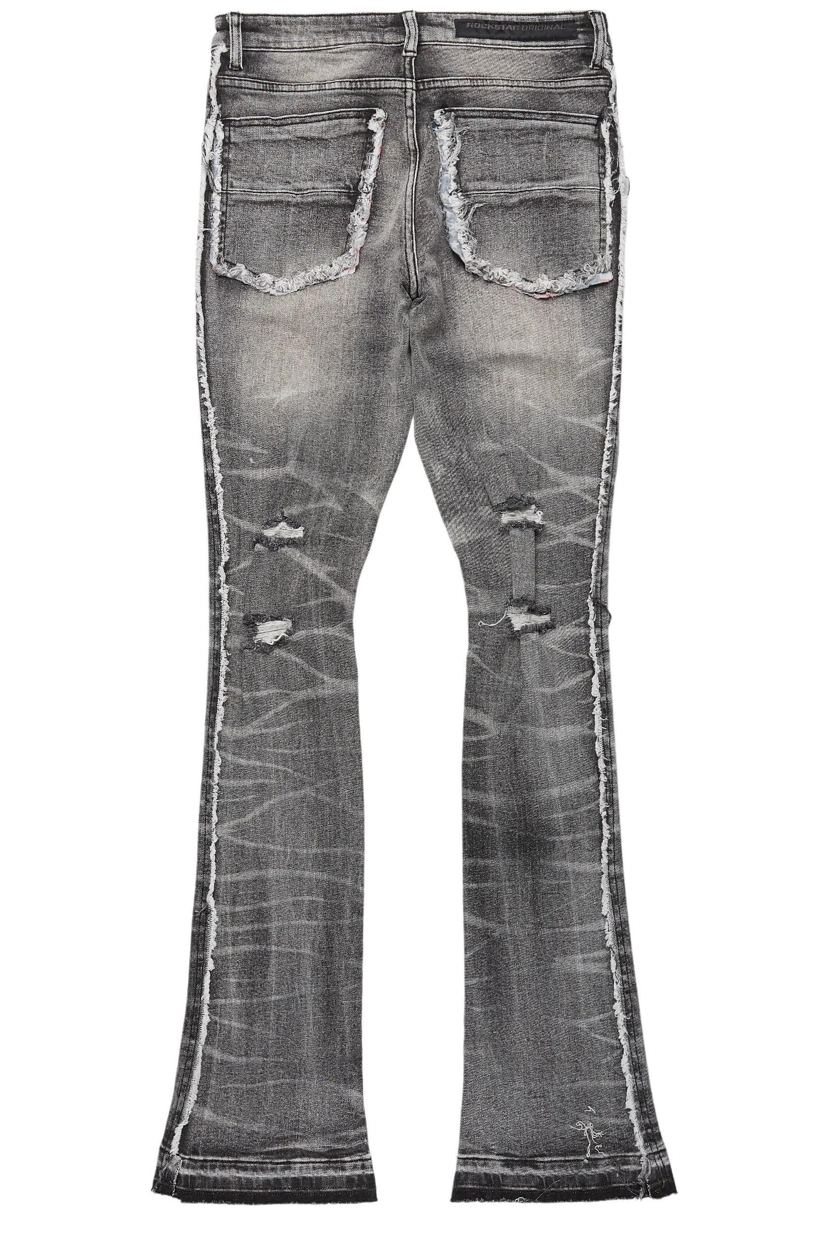 Rugged Black Stacked Flare Jean Male Product Image