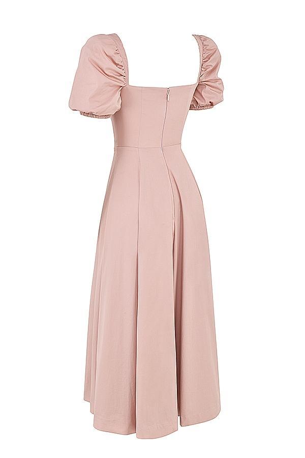 Tallulah Blush Puff Sleeve Midi Dress Product Image