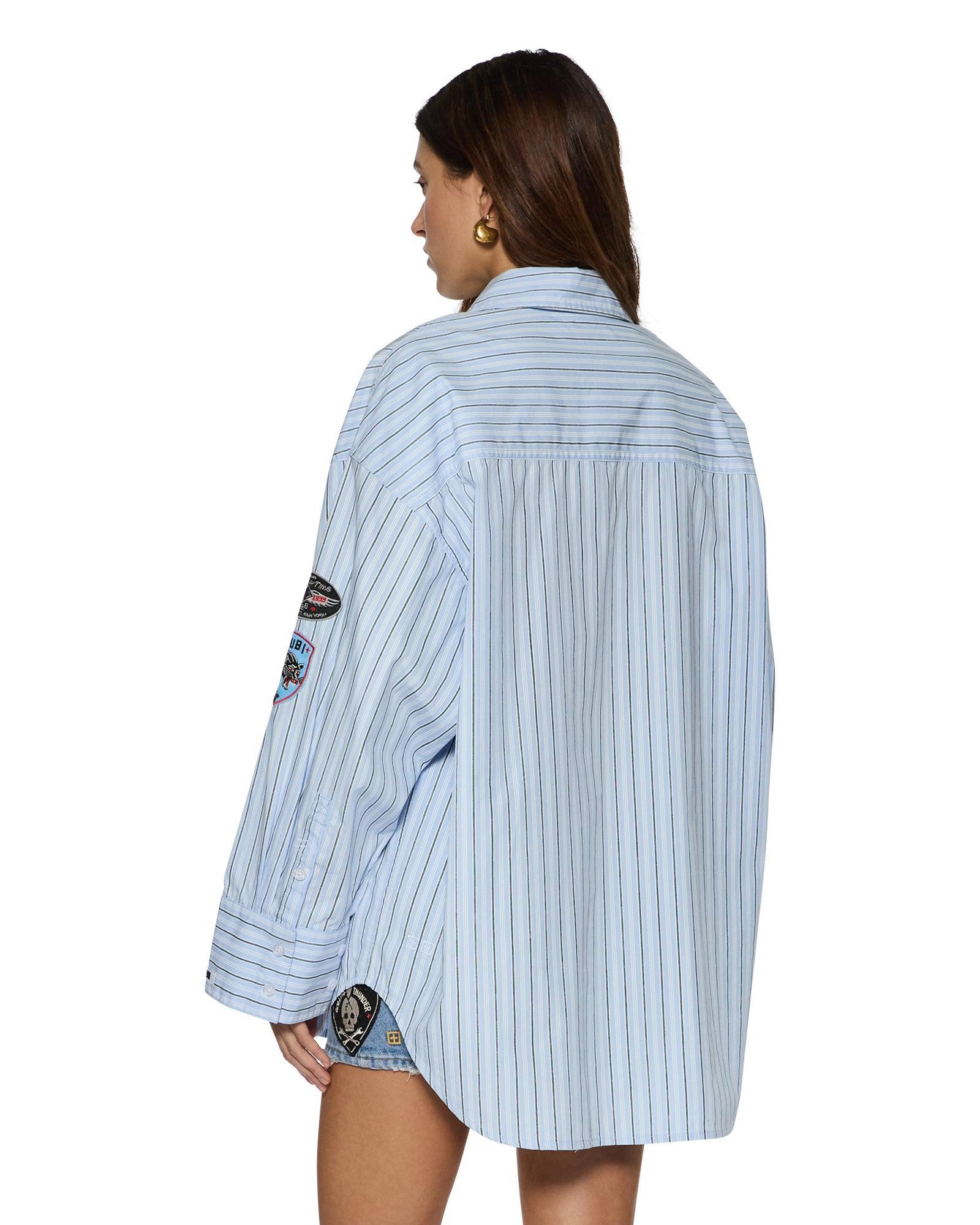ASTRA LS SHIRT BLUE STRIPE BADGE Female Product Image