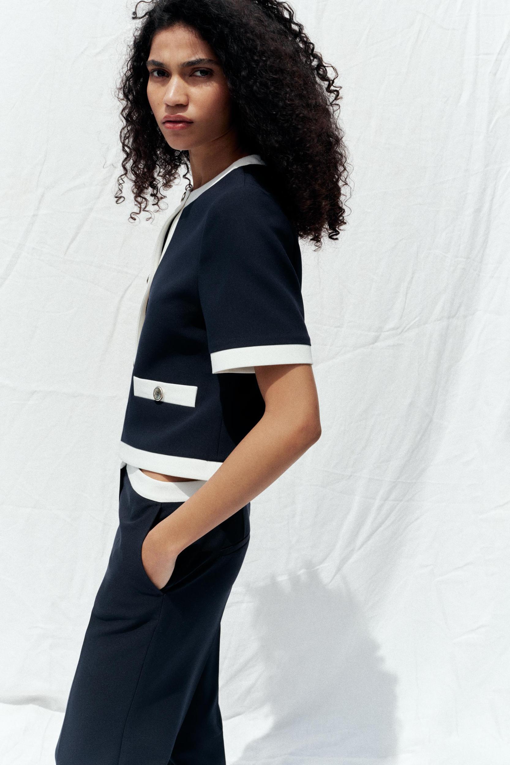 CONTRAST WAIST STRAIGHT LEG PANTS Product Image