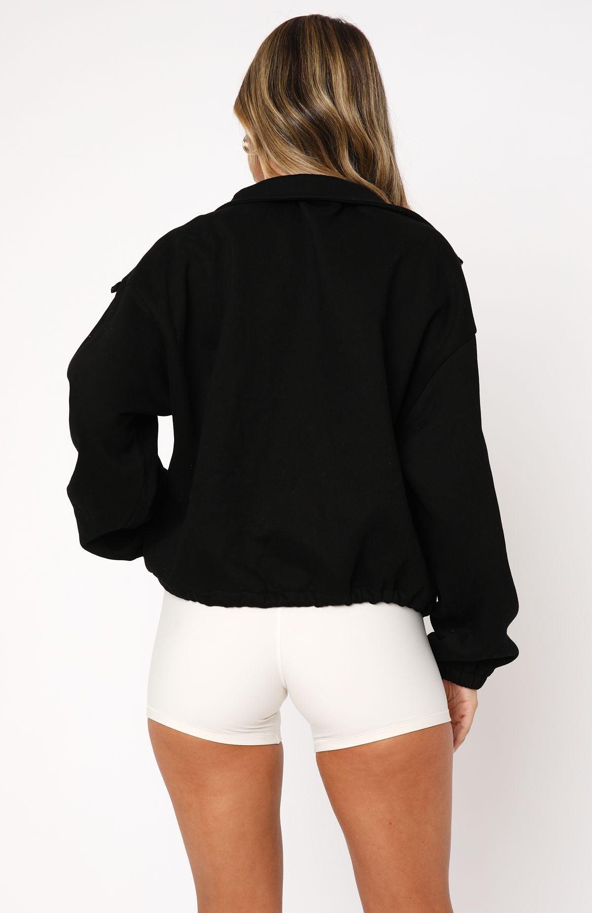 Don't Look Now Zip Front Sweater Black Product Image