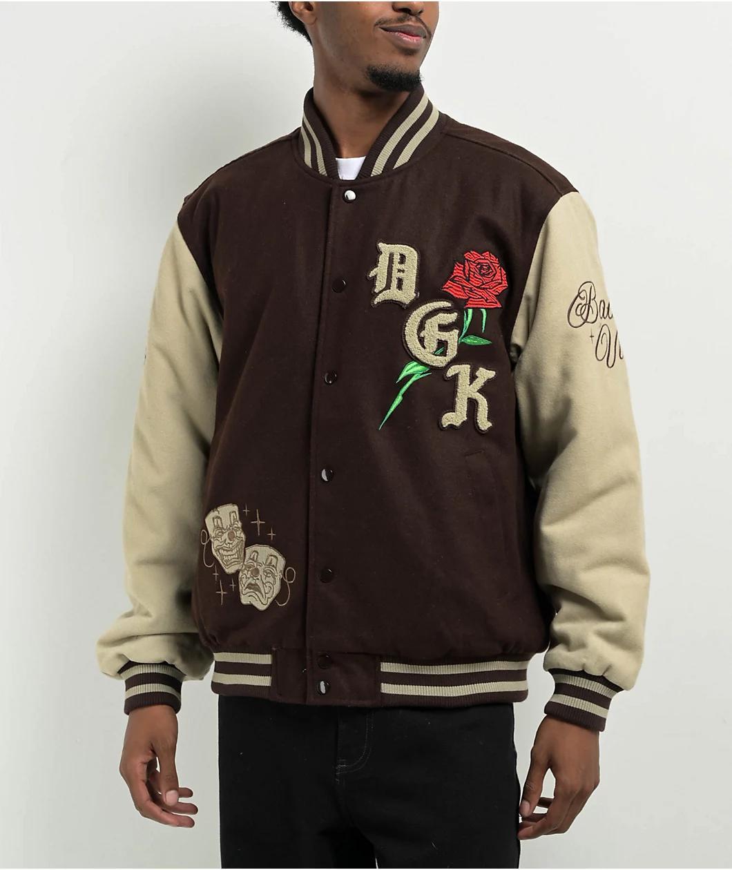 DGK Represent Letterman Brown & Tan Varsity Jacket Product Image