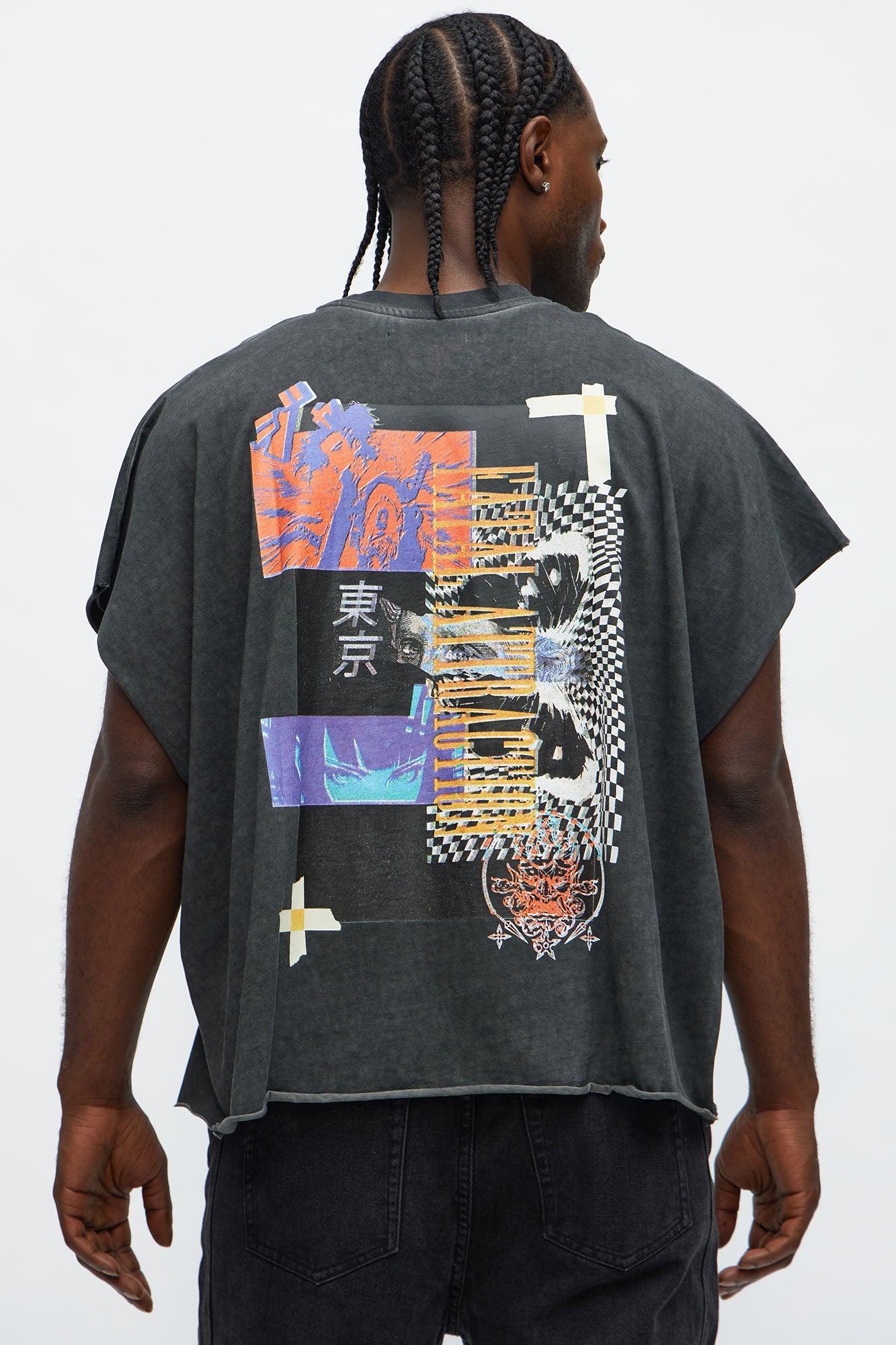Oversized Fatal Attraction Heavy Jersey Muscle Tee - Charcoal Product Image