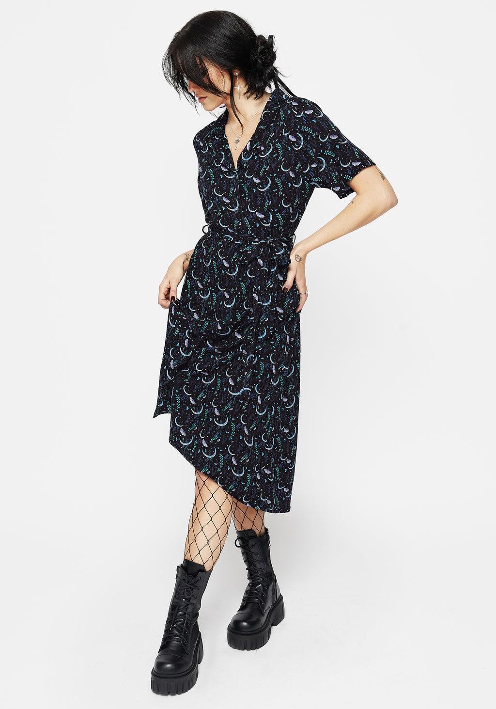 Diana Moon Moth Midi Shirt Dress Product Image