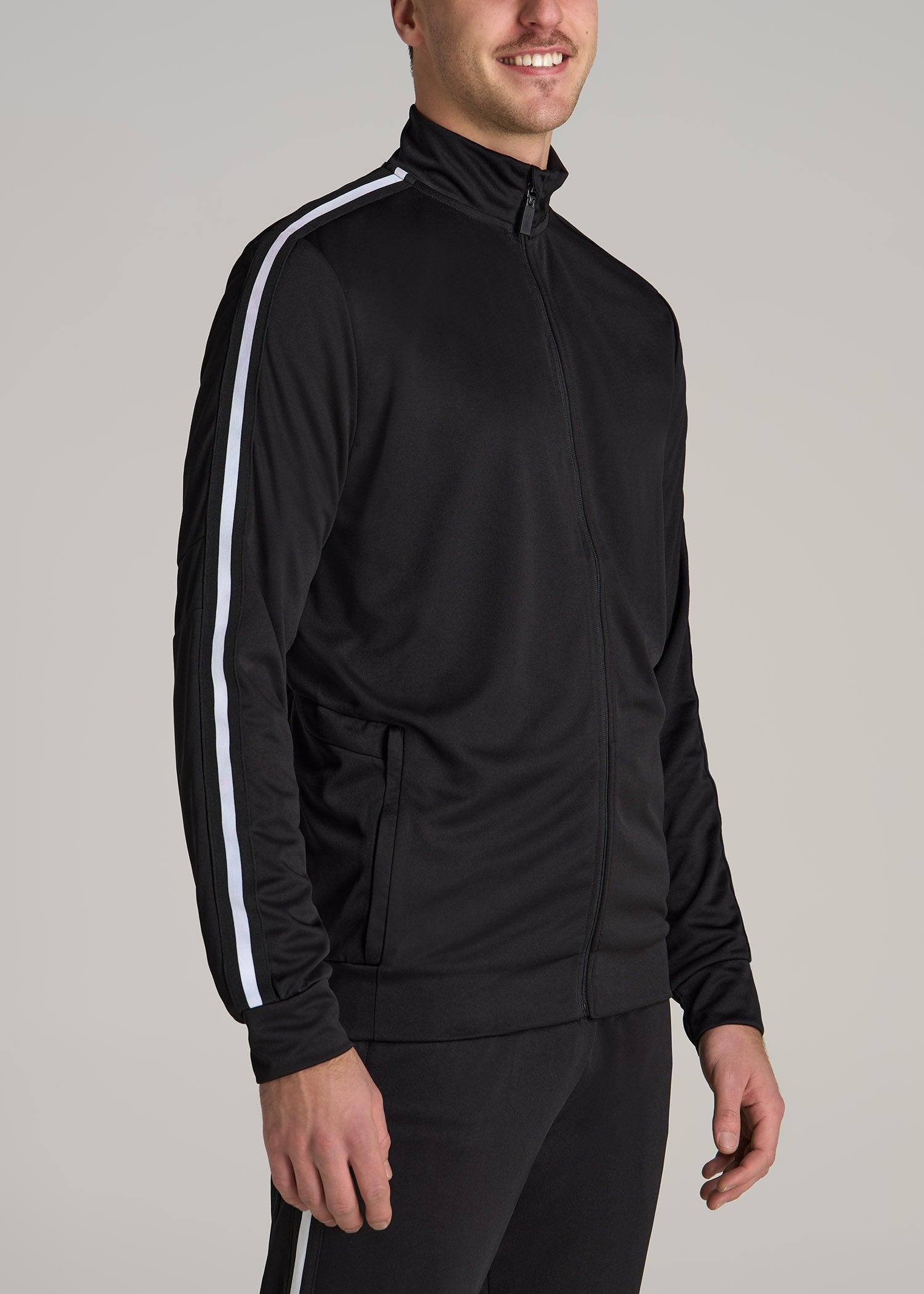 Athletic Stripe Tall Men's Jacket in Black-White Stripe Product Image
