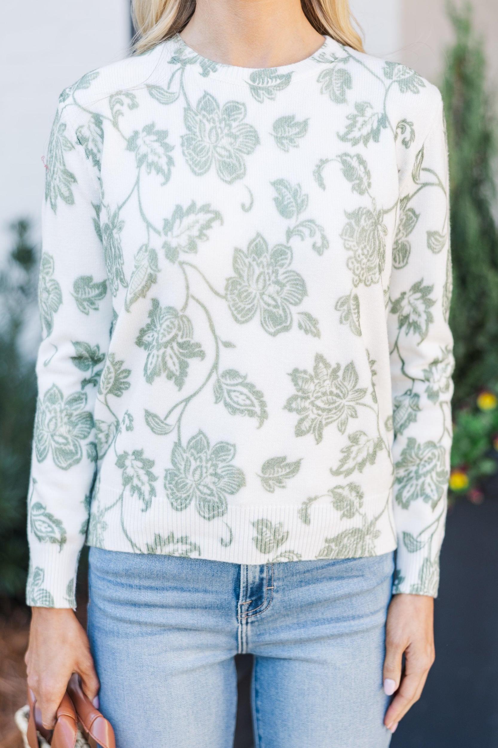 Time To Start Sage Green Toile Sweater Female Product Image