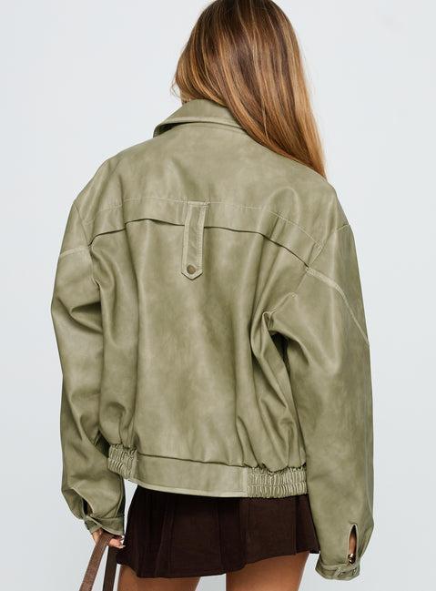 Jaxton Faux Leather Jacket Taupe Product Image