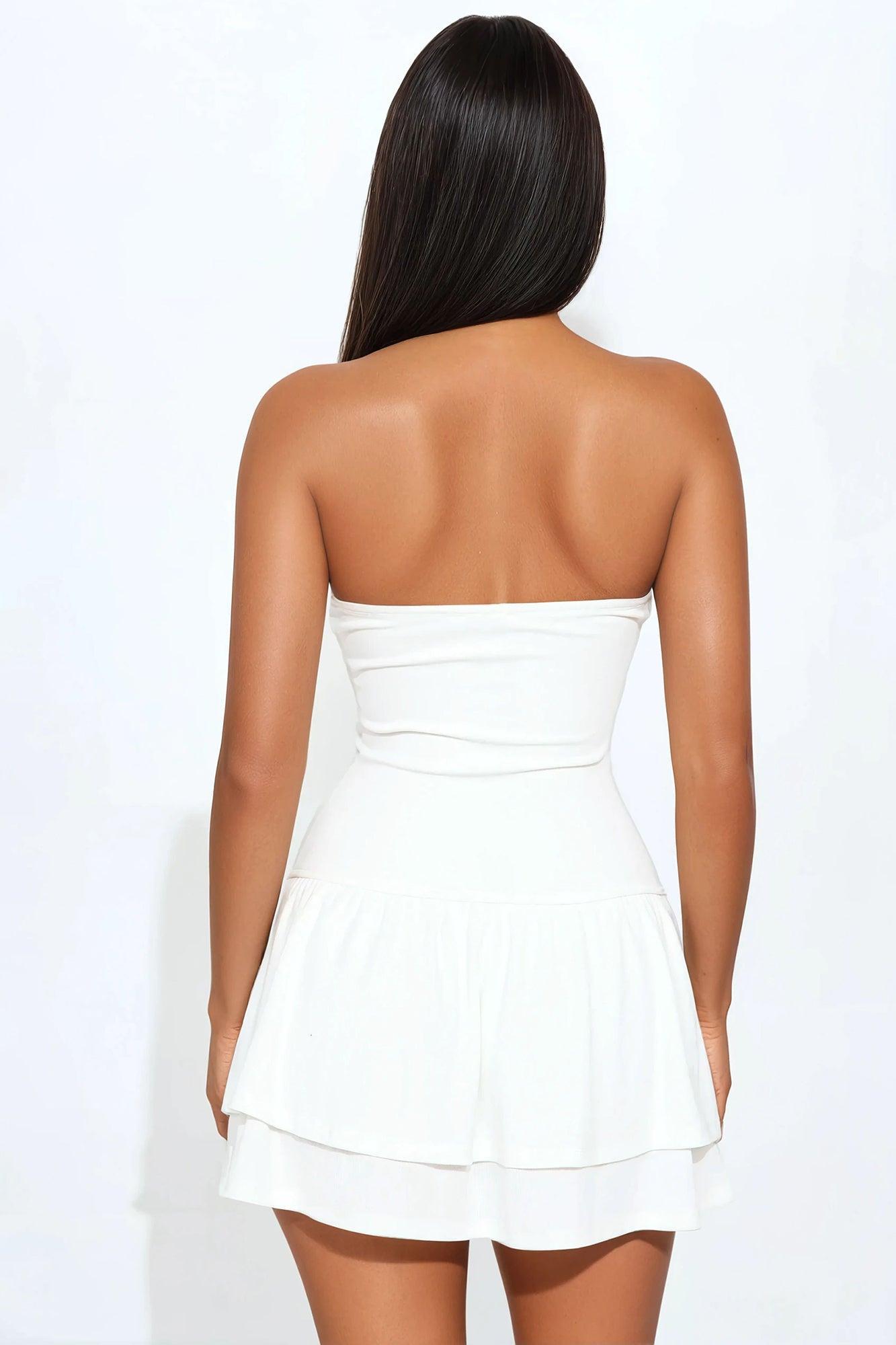 Briar Ribbed Mini Dress - Off White Product Image