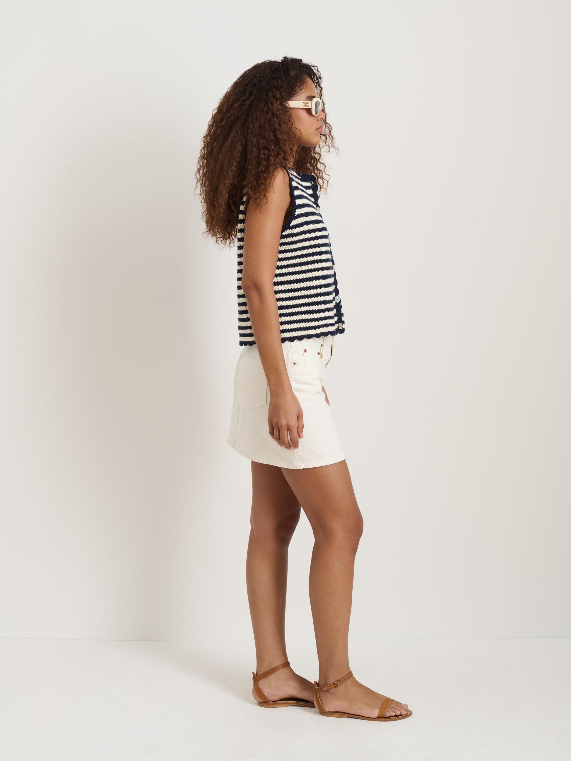 Hand Crochet Bridget Vest In Striped Cotton Product Image
