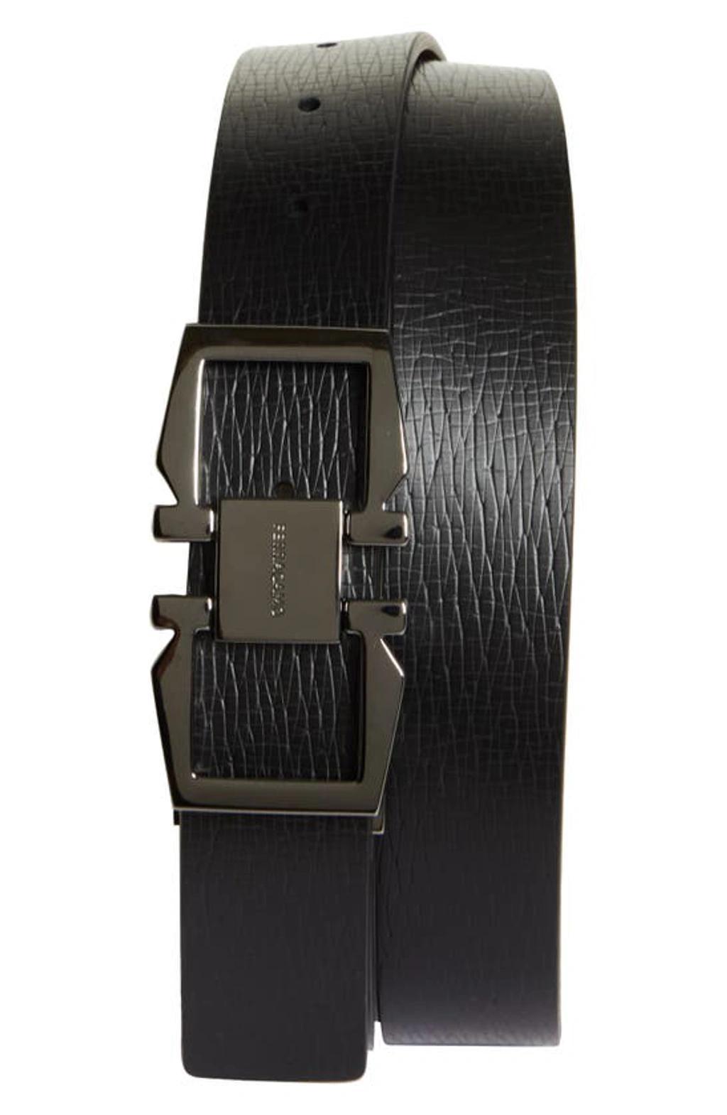 FERRAGAMO Double Gancio Reversible Belt In Nero Cocoa Brown Product Image