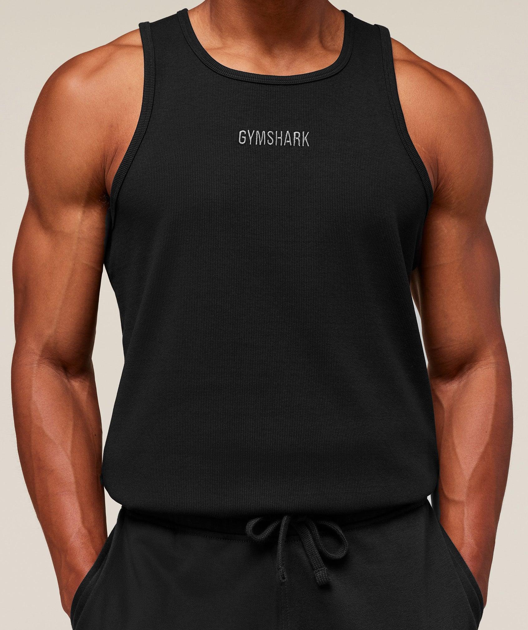 Gymshark Premium Ribbed Tank - Black Male Product Image