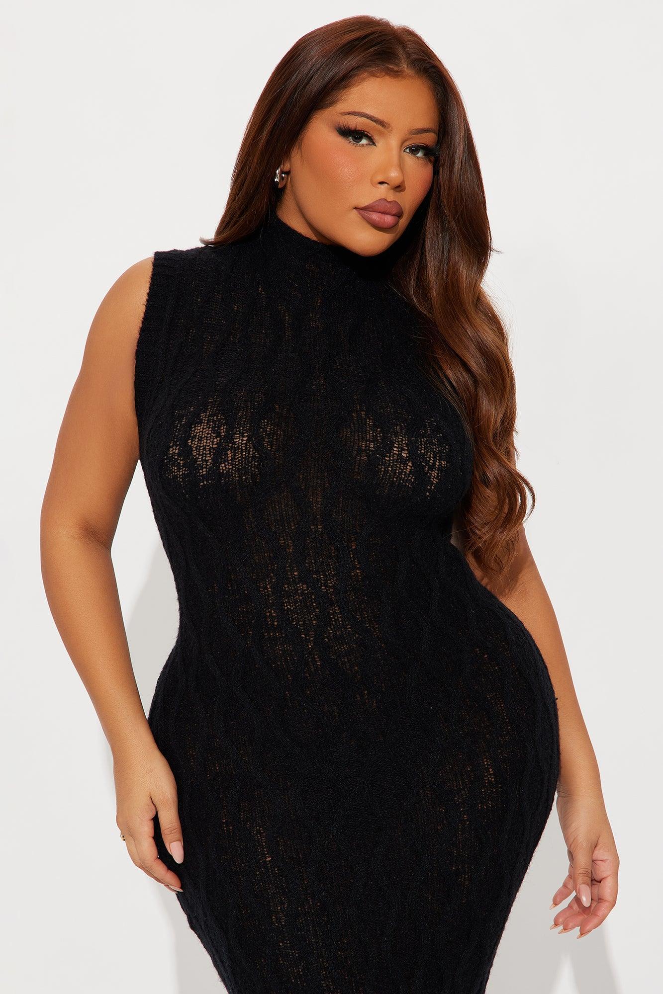 Maple Sweater Maxi Dress - Black Female Product Image