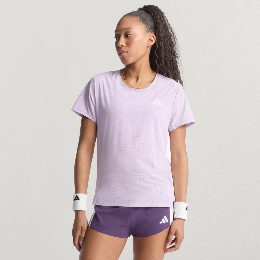 adidas Adizero Running Tee Powder Plum XL Womens Product Image