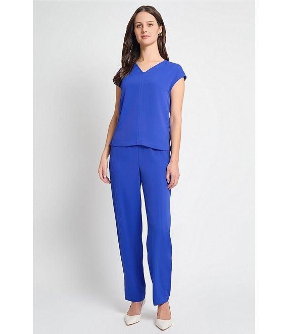 Ming Wang Crepe De Chine Straight Leg Pants Product Image