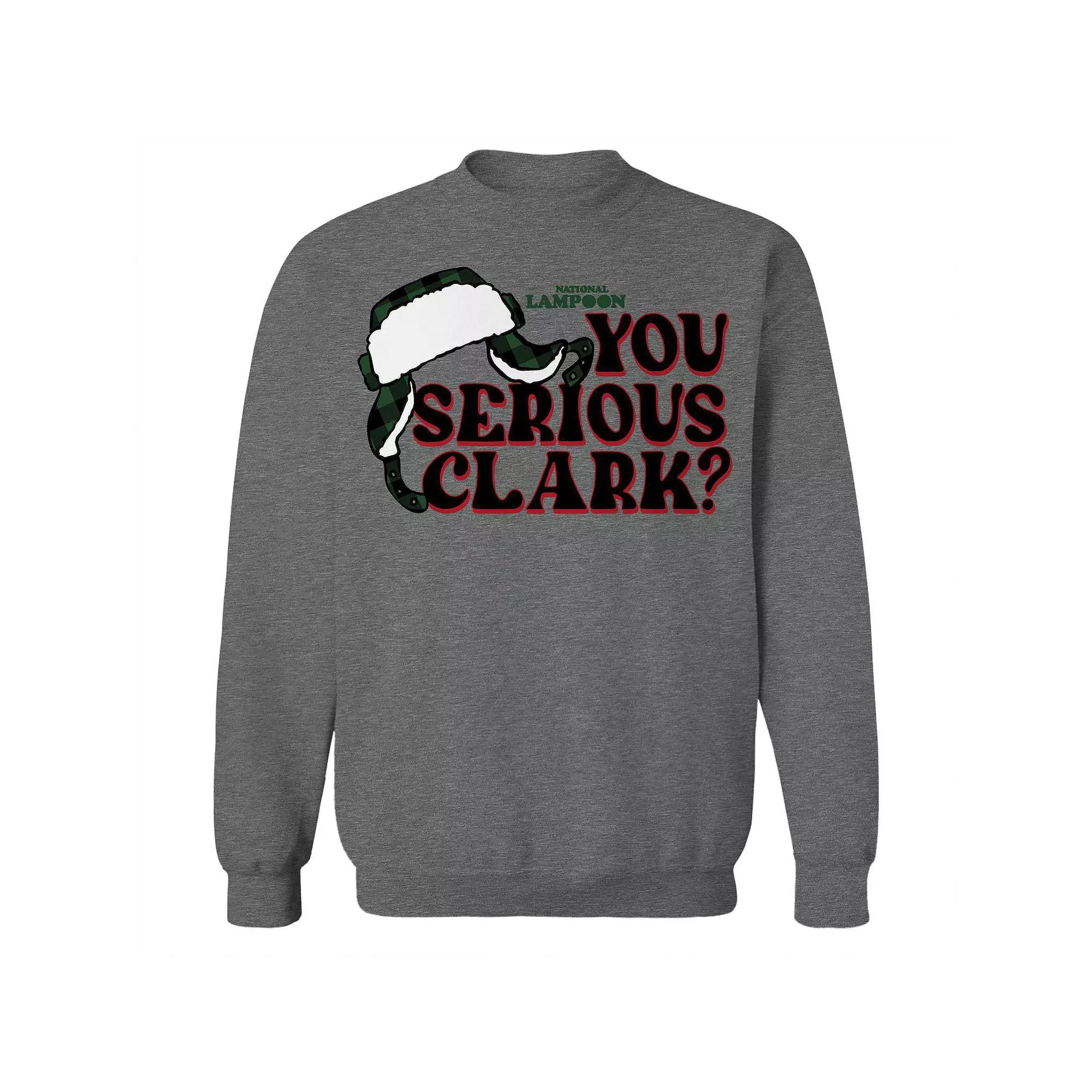 Men's You Serious Clark Black National Lampoon's Christmas Vacation Graphic Fleece Crew Sweatshirt, Size: XL, Grey Heather Product Image