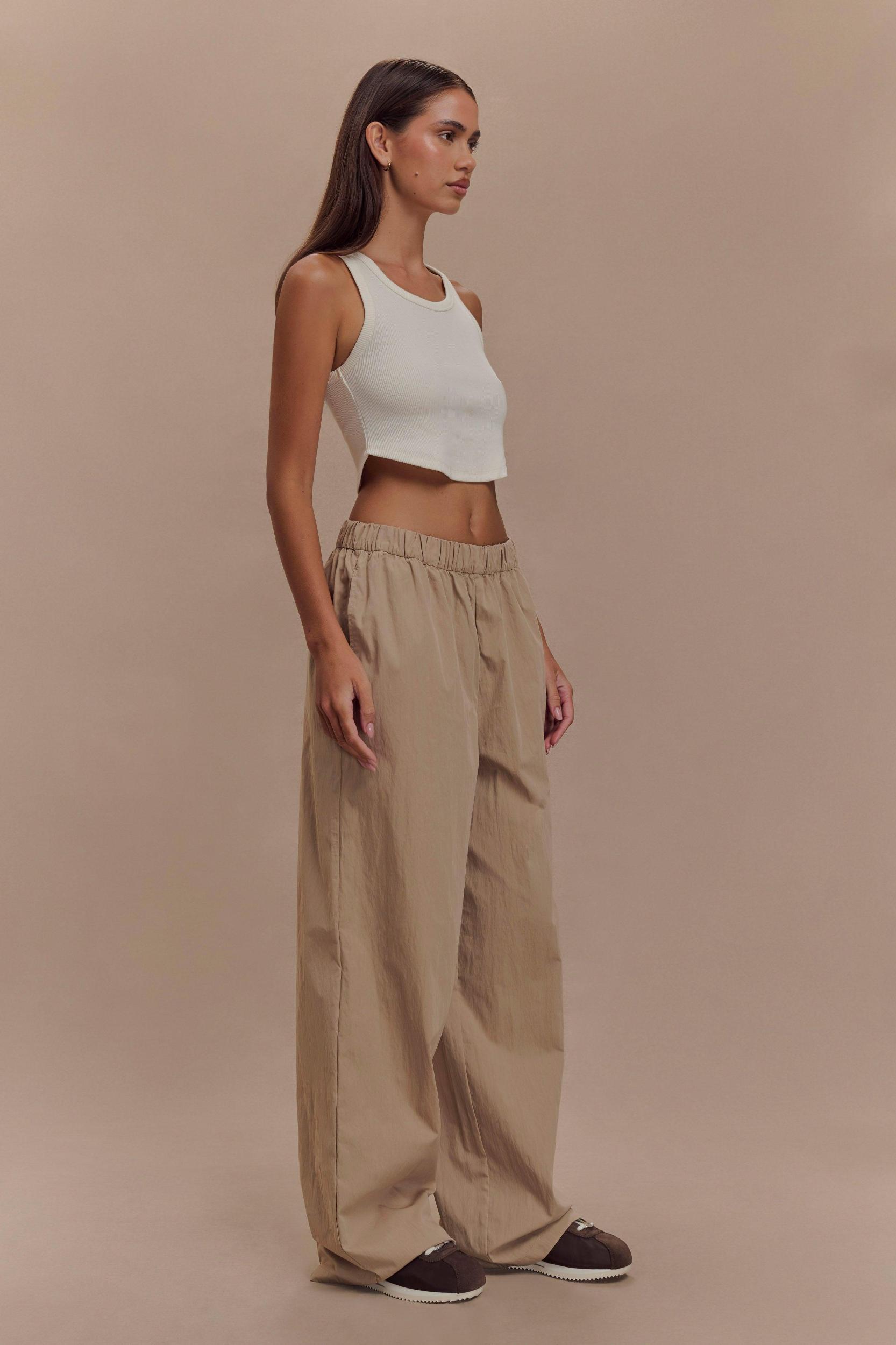 Campbell Cotton Wide Leg Pants - Sand Product Image