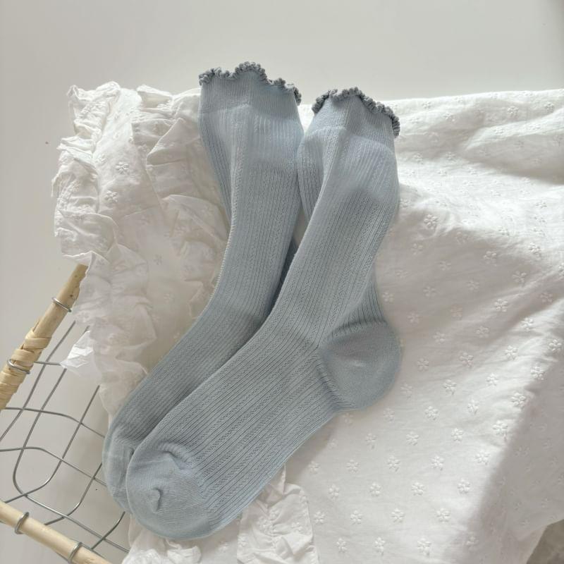 Plain Ruffle Trim Crew Socks Product Image