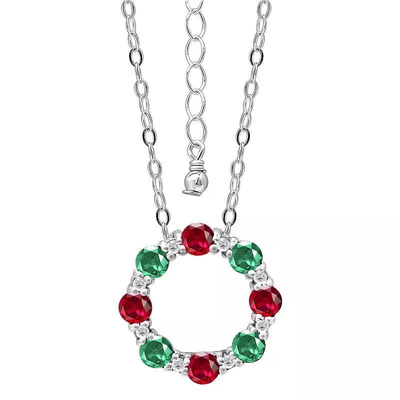 Aleure Precioso Sterling Silver Cubic Zirconia Circle Pendant Necklace, Women's, Size: 16", Silver Tone Team Product Image