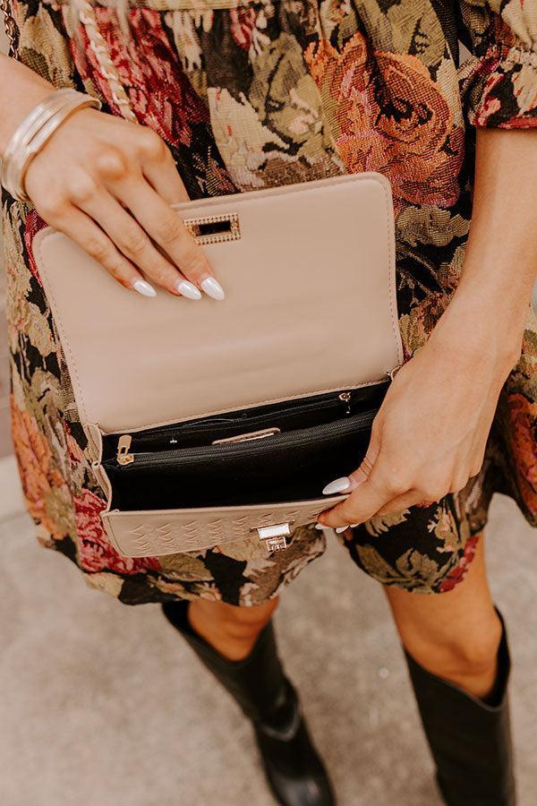 Remarkable Style Faux Leather Woven Purse in Iced Latte Product Image