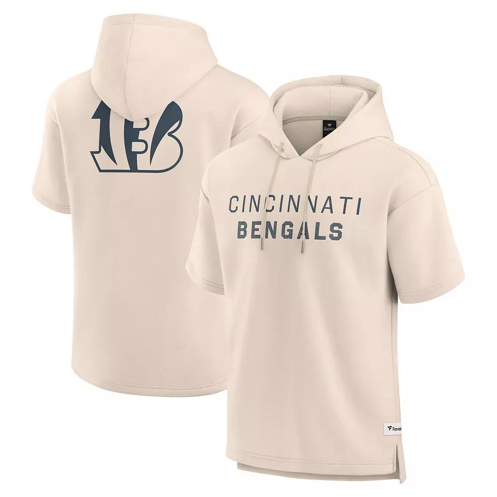 Men's Fanatics Cream Cincinnati Bengals Elements Future Ground Lettering Short Sleeve Pullover Hoodie, Size: Large, Beige Product Image