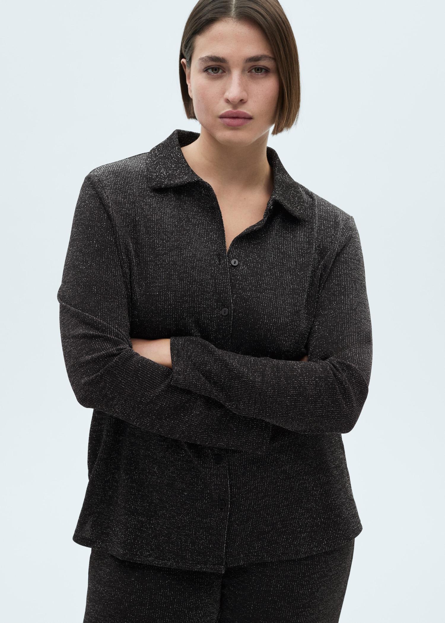 Lurex knitted shirt - Women | MANGO USA Product Image