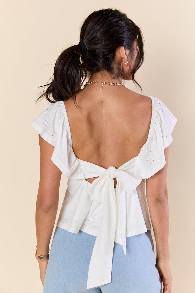 When We Met Ivory Eyelet Tie Back Padded Tank Top FINAL SALE Product Image