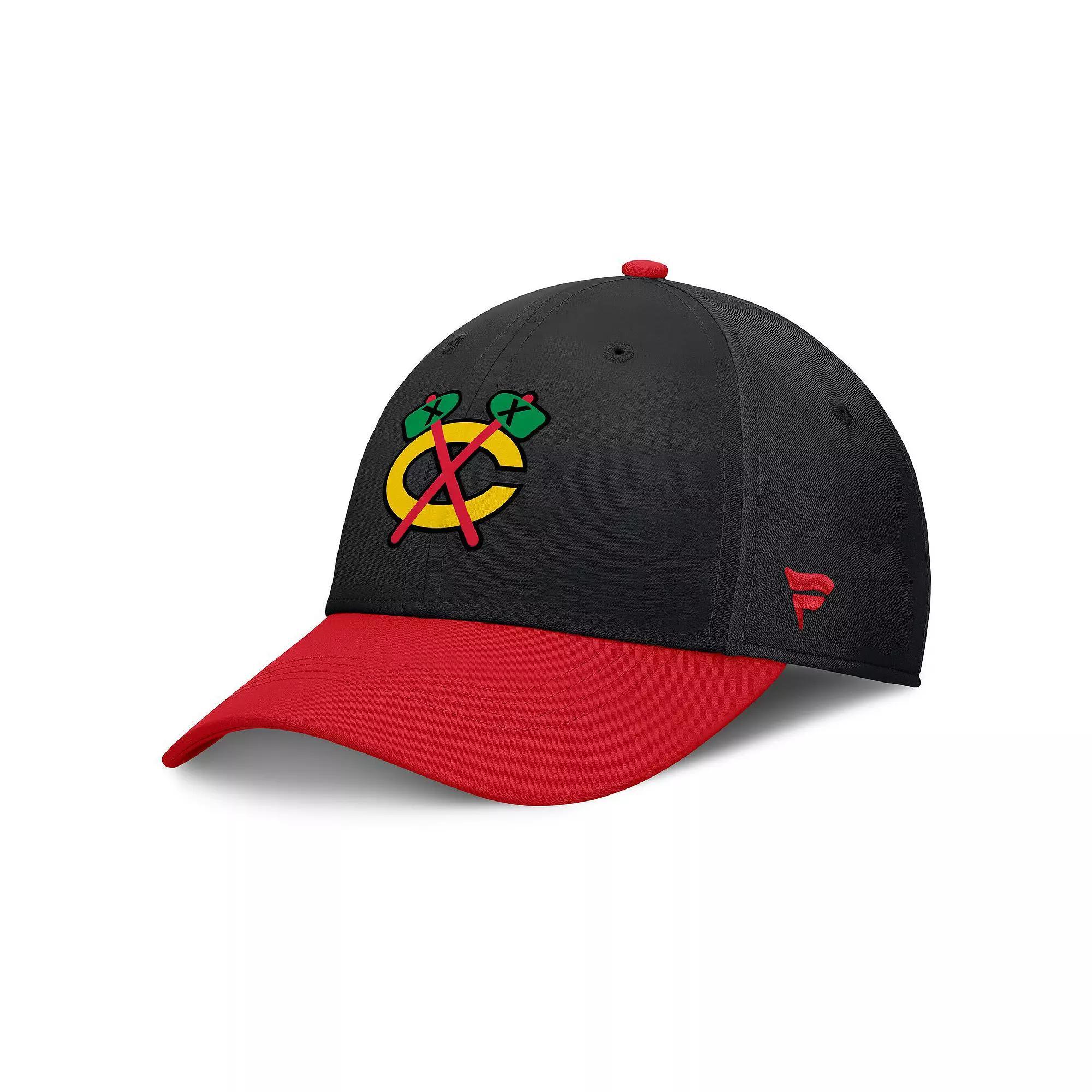 Men's Fanatics Black/Red Chicago Blackhawks Authentic Pro Rink Flex Hat, Size: Small/Medium Product Image