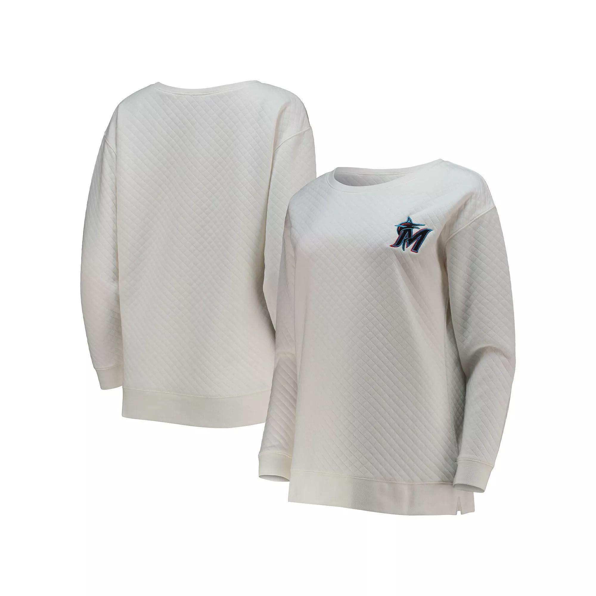 Women's Concepts Sport White/Cream Miami Marlins Quilted Pullover Sweatshirt, Size: Small Product Image