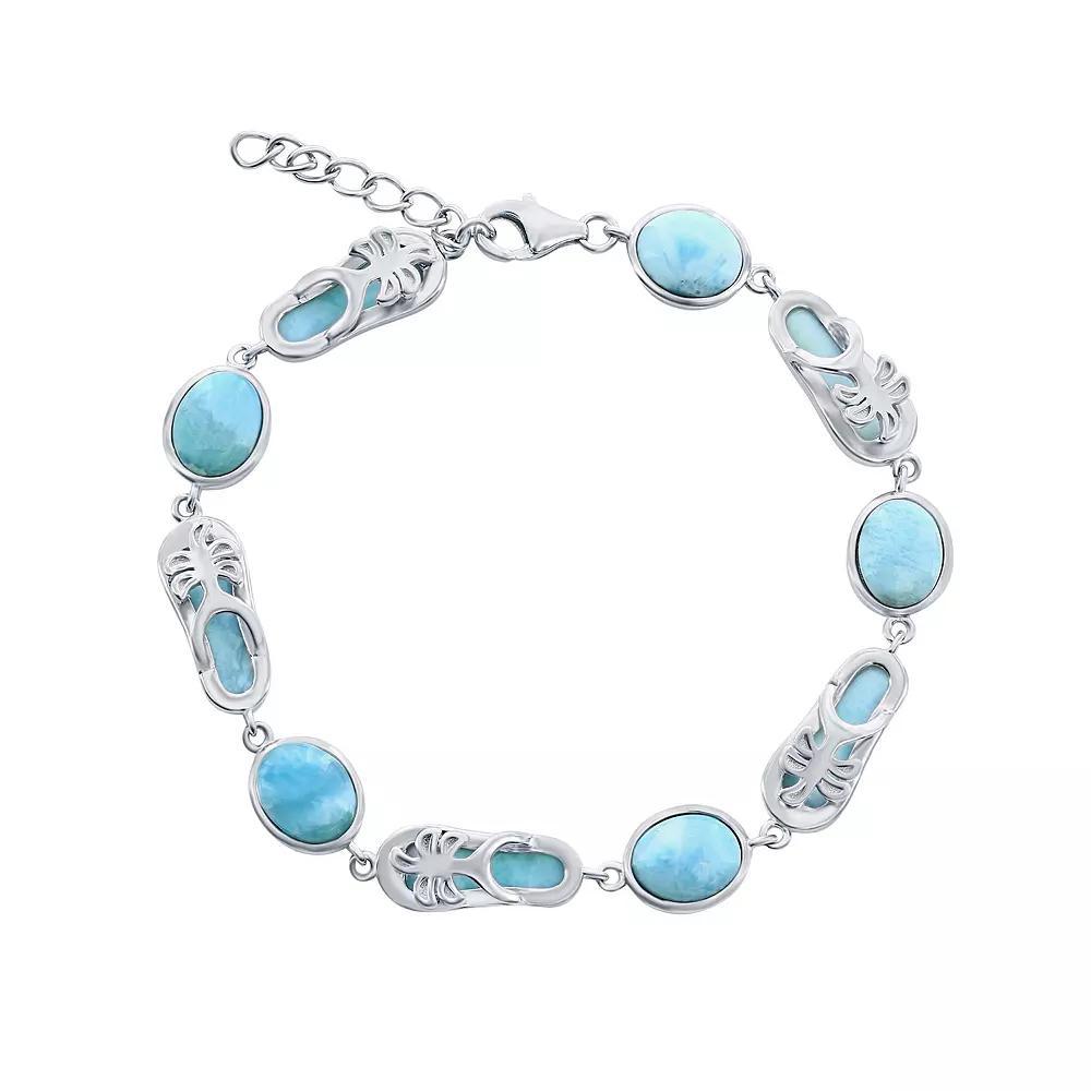 Sterling Silver Larimar Sandal Link Bracelet, Women's, Size: 7.5", Blue Product Image