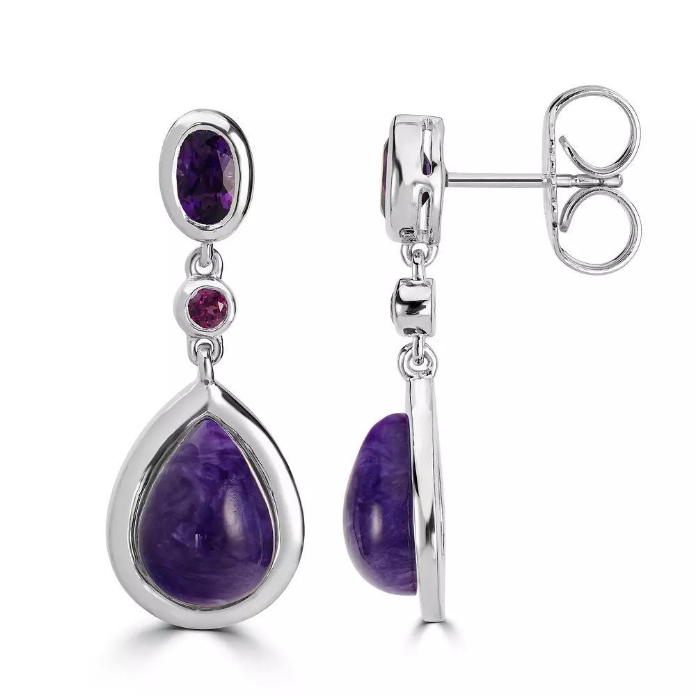 Gemistry Sterling Silver Gemstone Drop Earrings, Women's, Purple Product Image