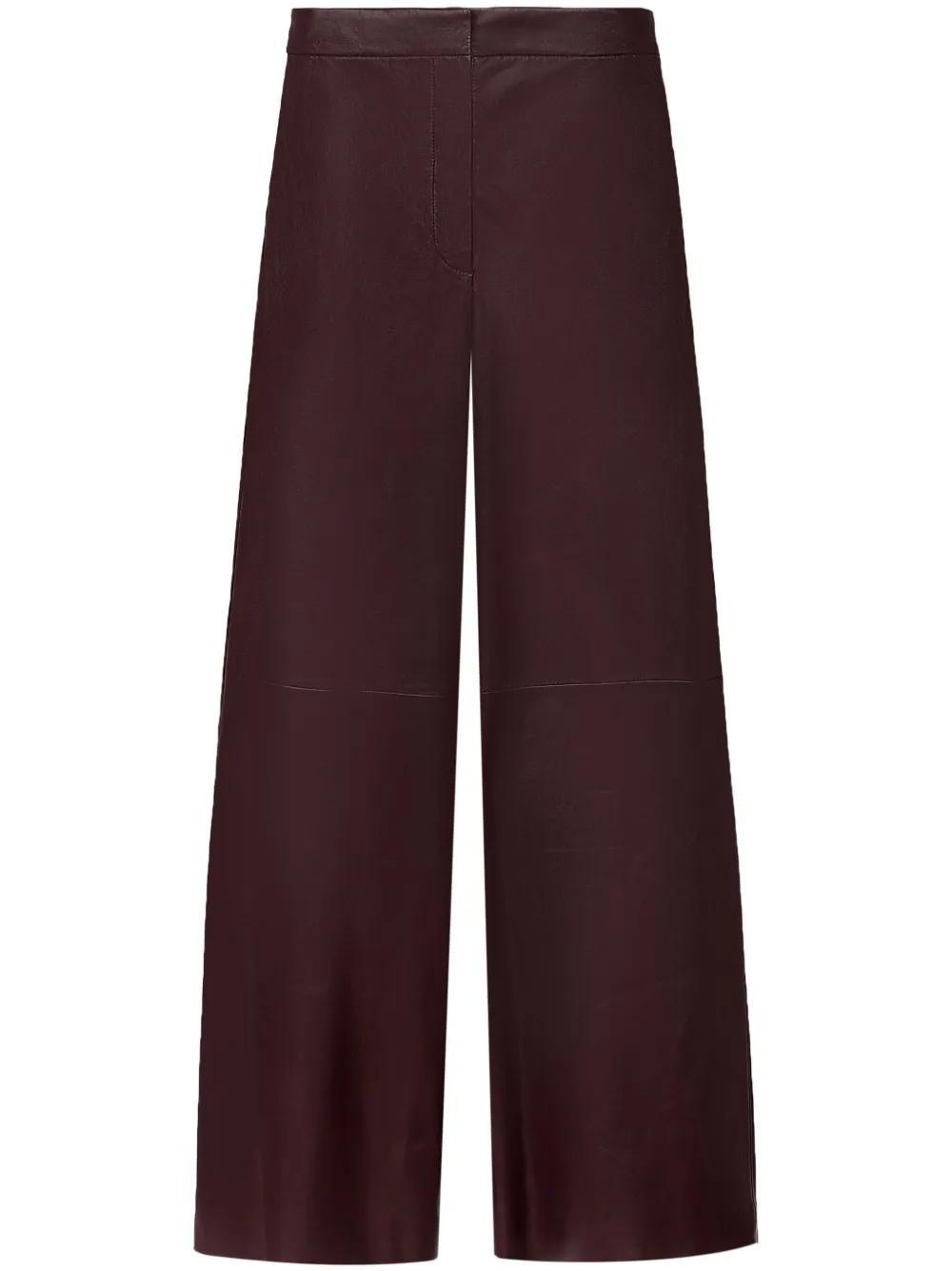 FABIANA FILIPPI Leather Wide Leg Trousers In Red Product Image