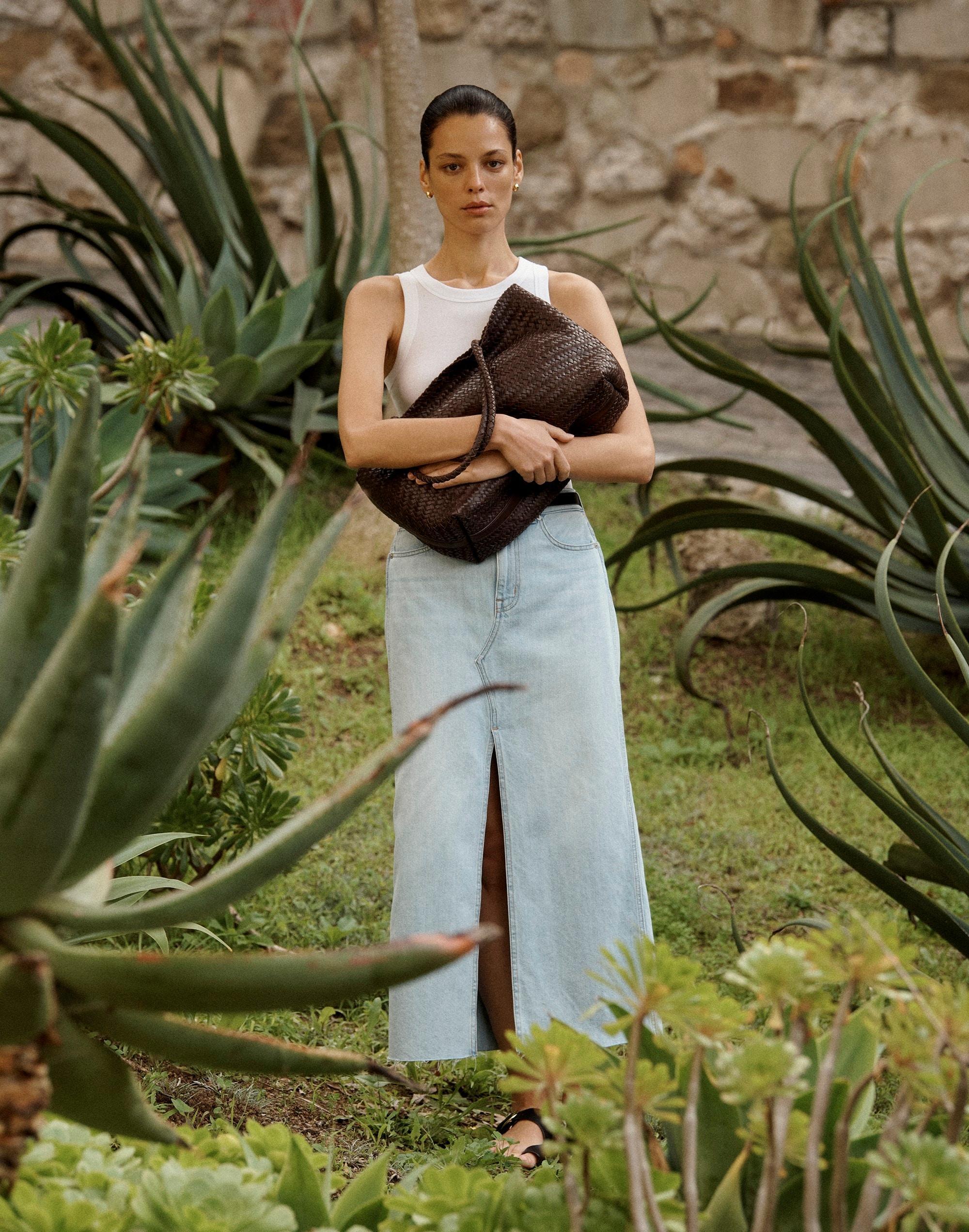 The Rilee Denim Midi Skirt Product Image