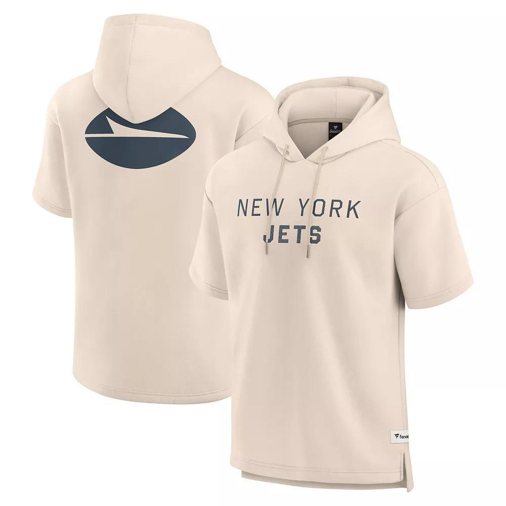 Men's Fanatics Cream New York Jets Elements Future Ground Lettering Short Sleeve Pullover Hoodie, Size: Large, Beige Product Image