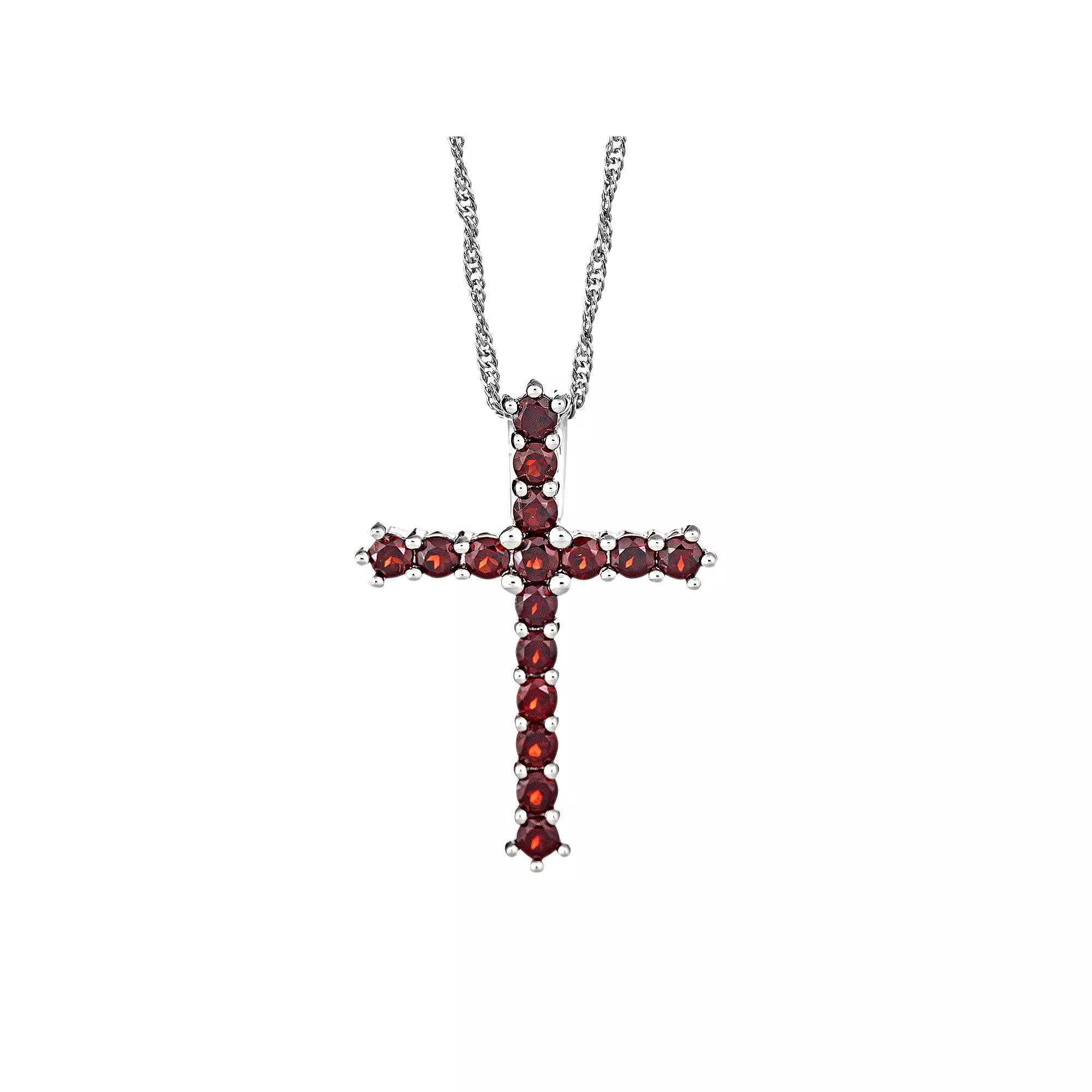 Celebration Gems Sterling Silver Citrine Cross Pendant, Women's, Size: 18", Orange Product Image