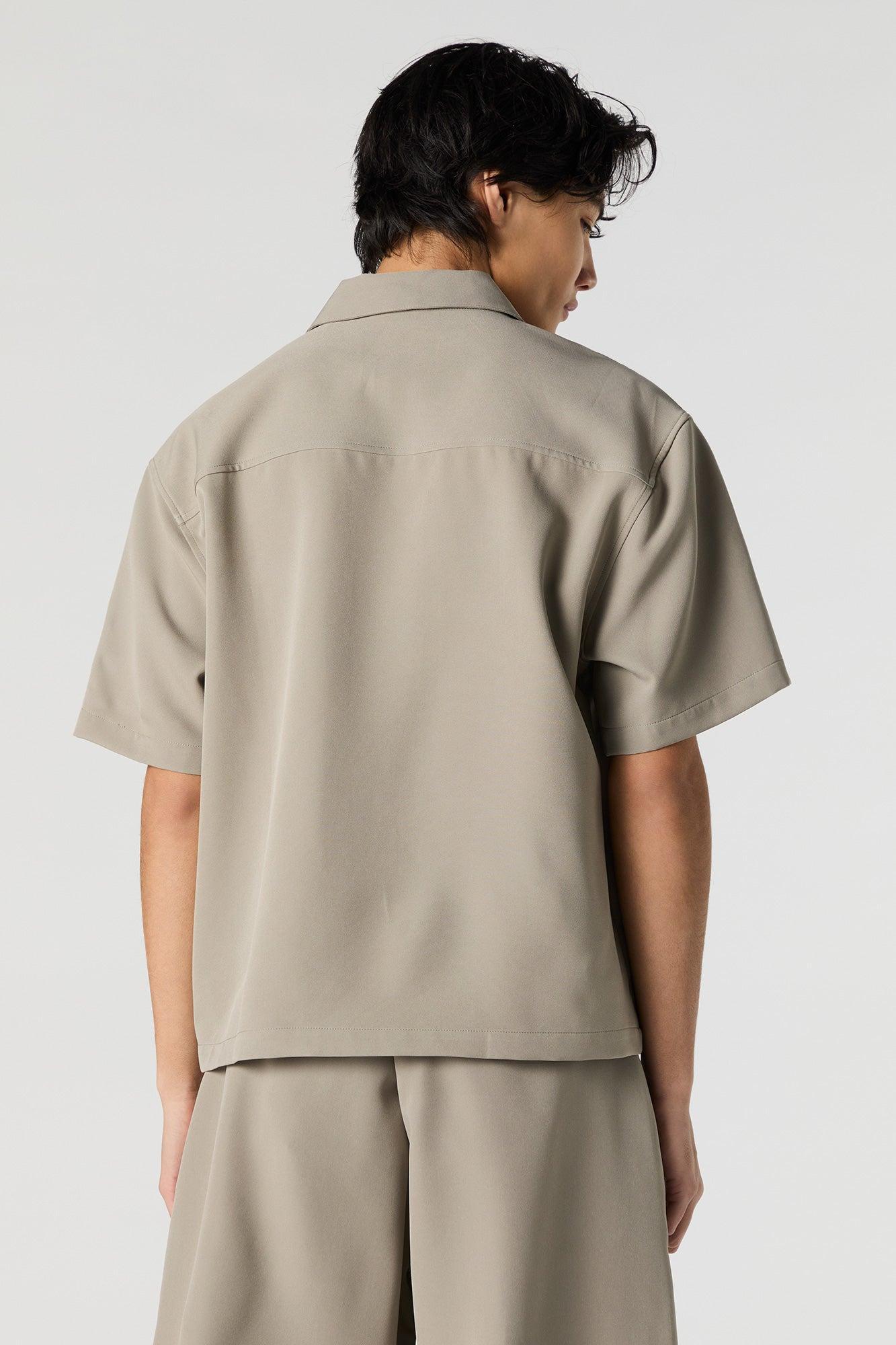 Boxy Button-Up Short Sleeve Top Male Product Image