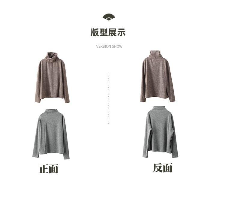 Long Sleeve Turtleneck/Mock Neck Loose Fit Sweatshirt Top (Various Designs) Product Image