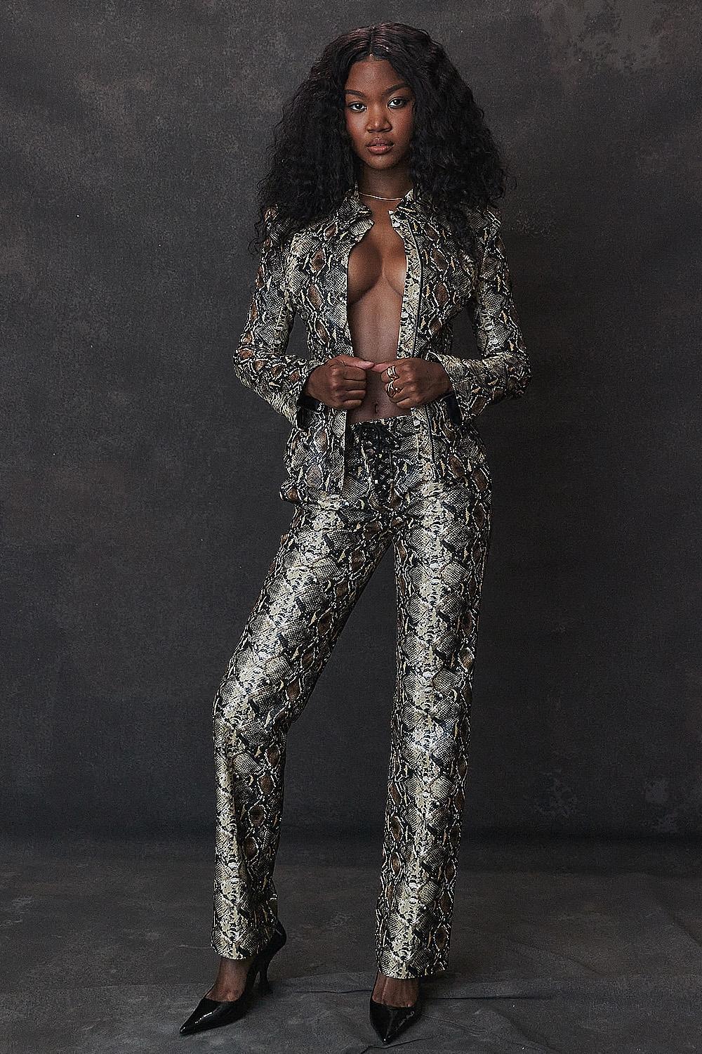 Vani Snake Print Fitted Jacket Product Image