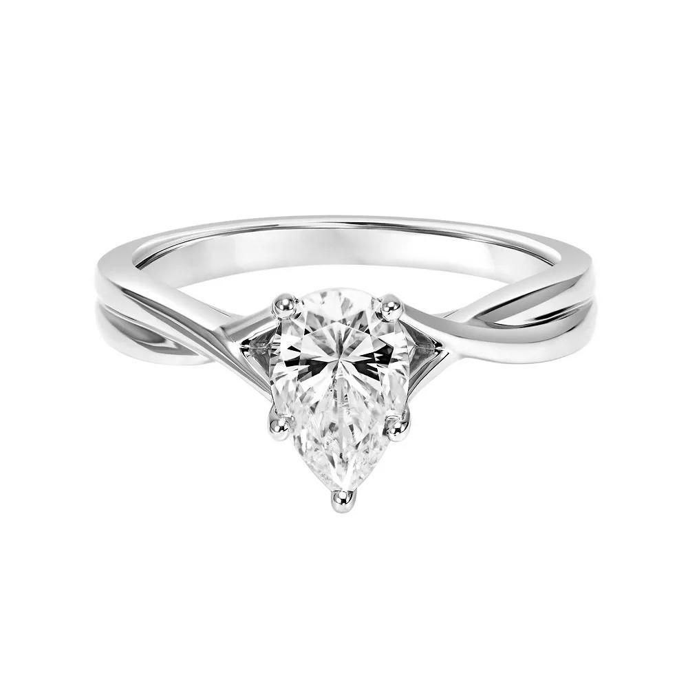 Love Always Sterling Silver 1 Carat T.G.W. Lab-Created Moissanite Solitaire Engagement Ring, Women's, Size: 8 Product Image