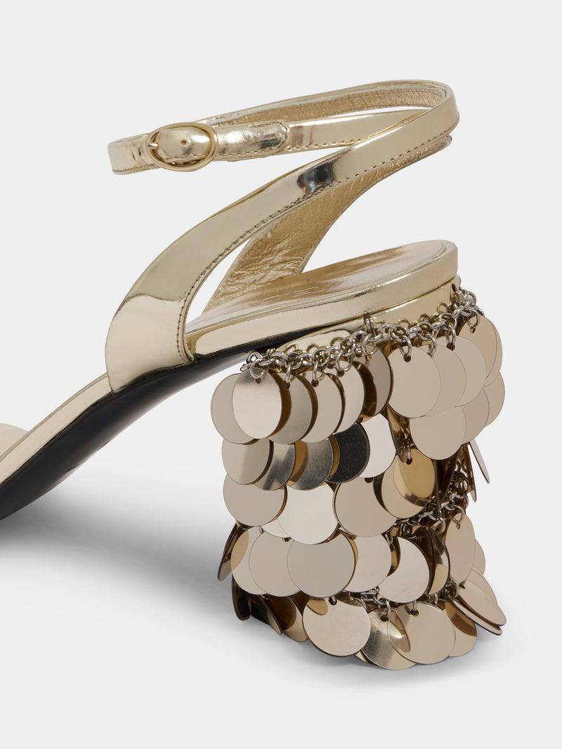 Silver sandals with sparkle discs heels Product Image
