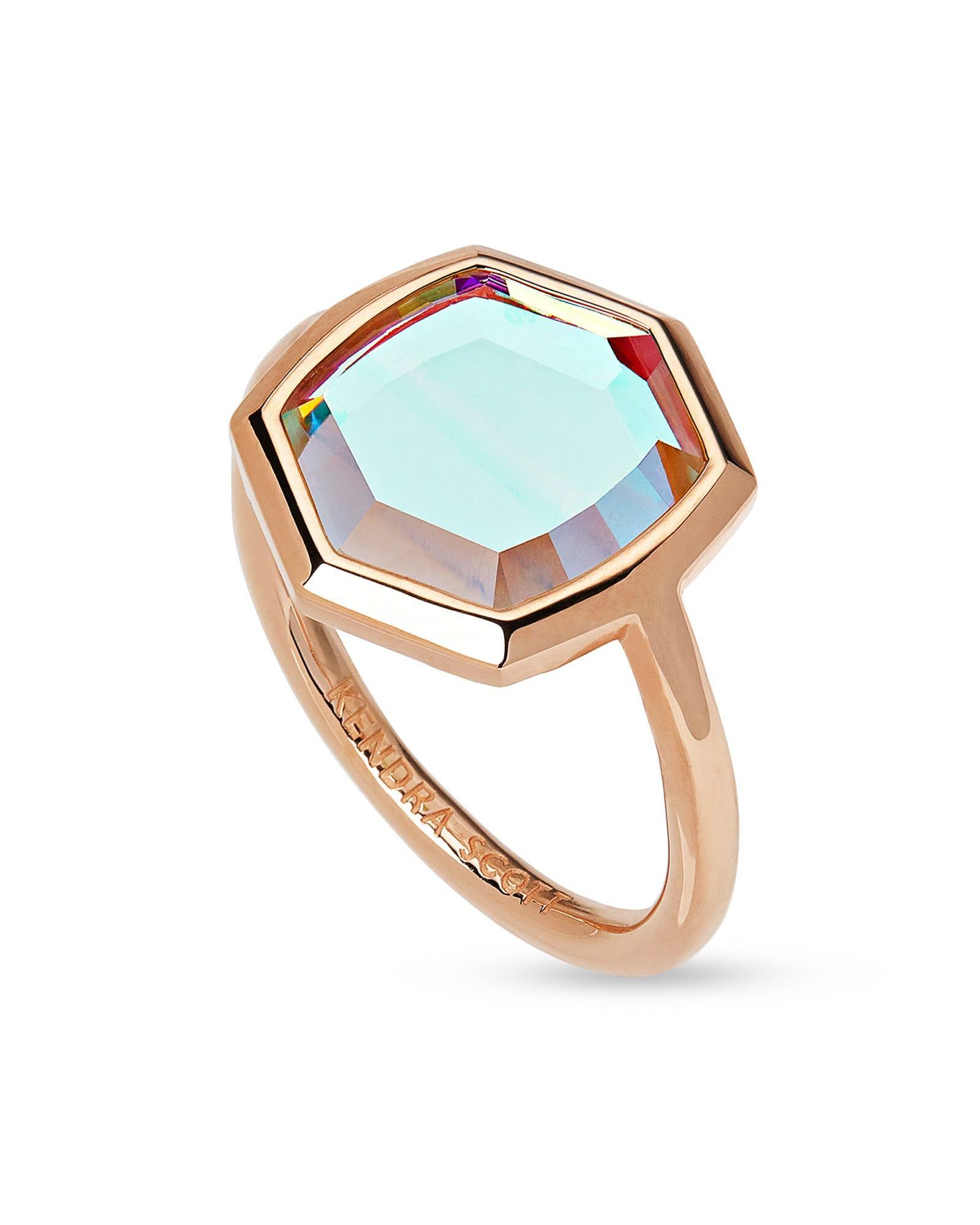 Davis 18k Rose Gold Vermeil Cocktail Ring in Dichroic Glass Product Image