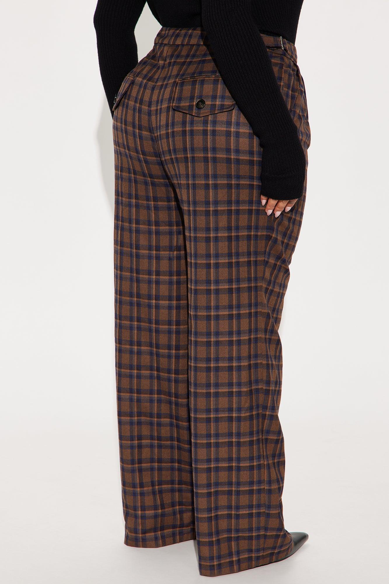 Amy Plaid Wide Leg Trouser - Brown/combo Product Image
