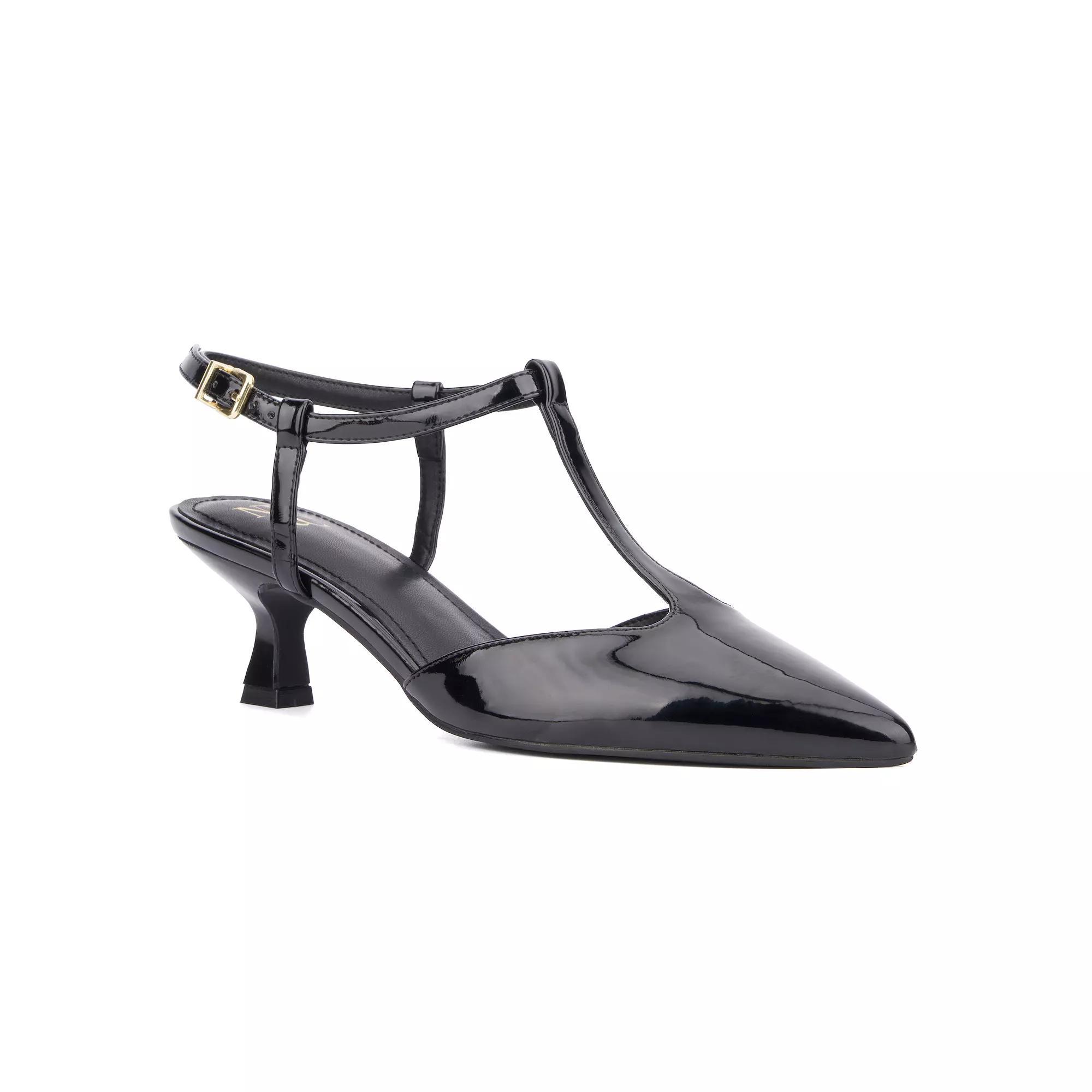 New York & Company Vina Women's Ankle Strap Heels, Size: 8.5, Black Patent Product Image