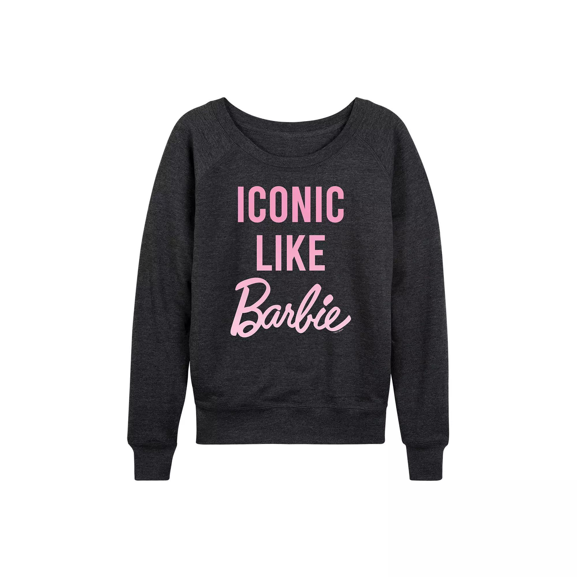 Womens Barbie Iconic French Terry Long Sleeve Tee, Girls Grey Indigo Product Image