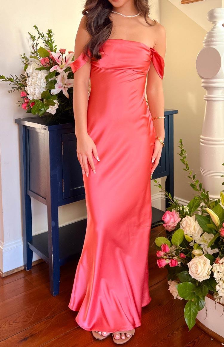 Ella Pink Off Shoulder Formal Dress Product Image