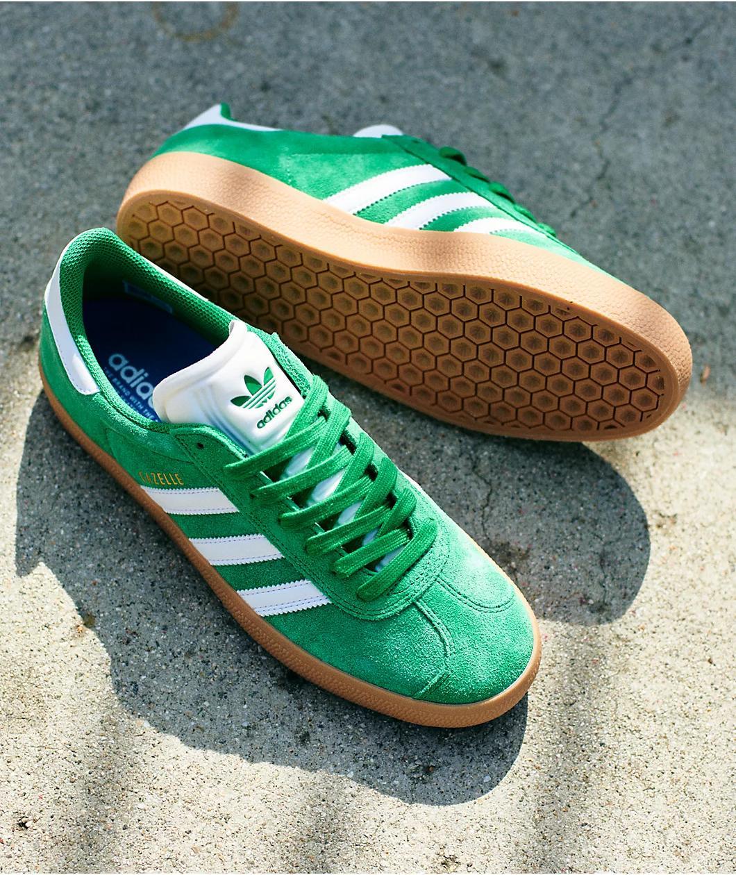 adidas Gazelle ADV Green, White & Gum Shoes Product Image
