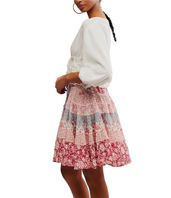 Free People Let's Go Linen Blend Plunge V-Neck 3/4 Sleeve Tie-Front Top Product Image