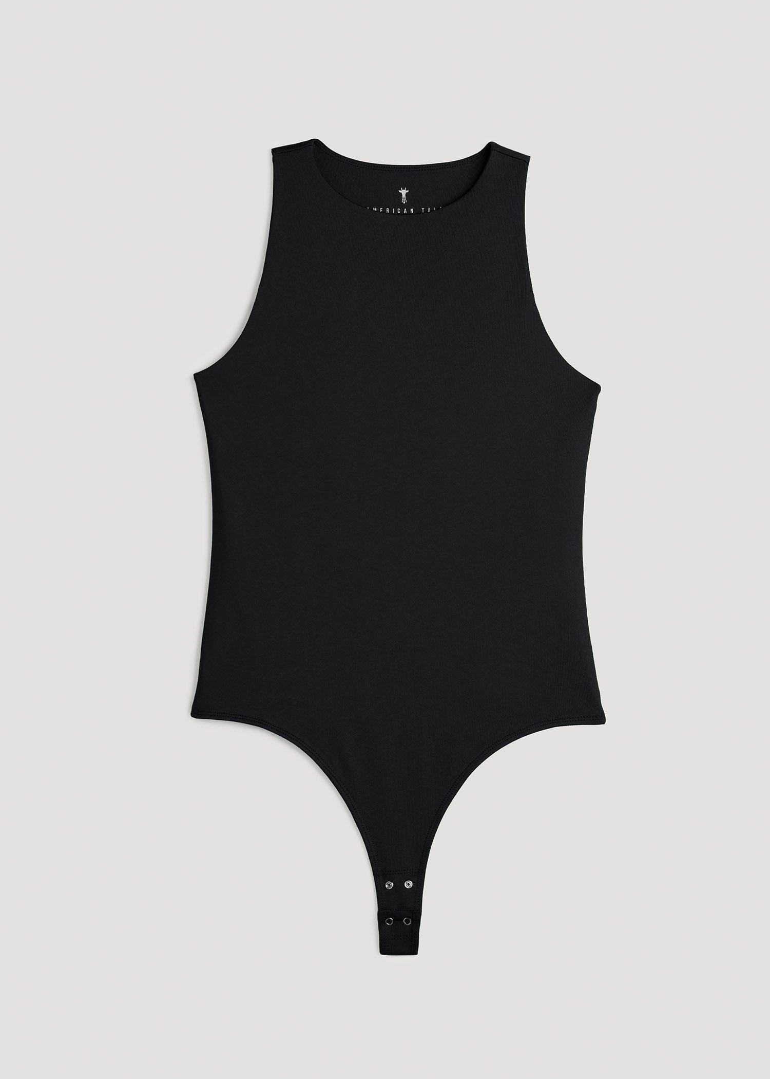 High Crewneck Sleeveless Bodysuit for Tall Women in Black Product Image