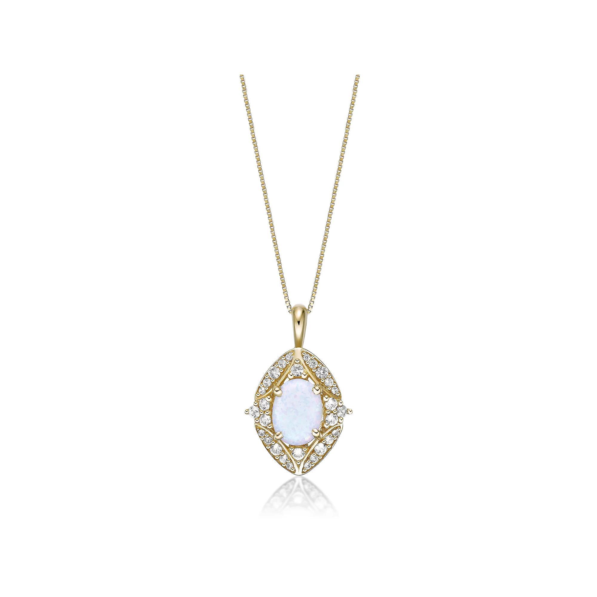 Gemminded 2 Micron Lab-Created Opal & Lab-Created White Sapphire Pendant Necklace, Women's, Size: 18" Product Image