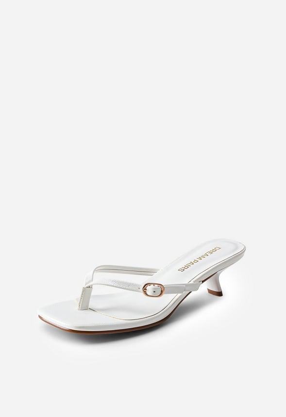 Square-Toe Kitten Heel Sandals Product Image